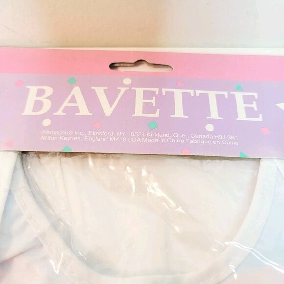 Vtg Bavette Amscan Multi Color Baby Ducks Rainbows Sun Clouds Umbrellas Bib - Picture 6 of 6